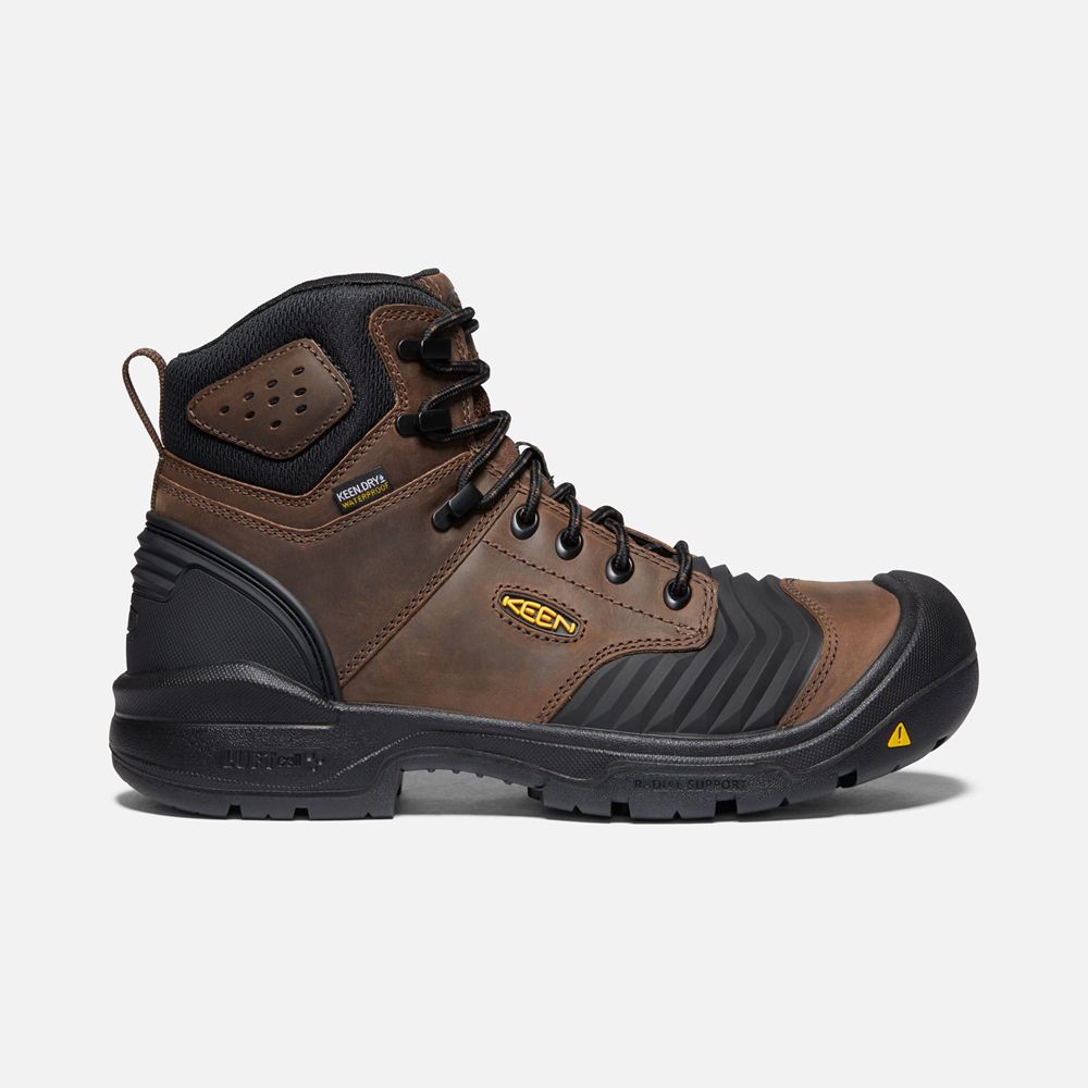 Keen Laarzen Heren Bruin/Zwart - Portland 6" Waterproof (Carbon-Fiber Toe) - 67480-YVUJ